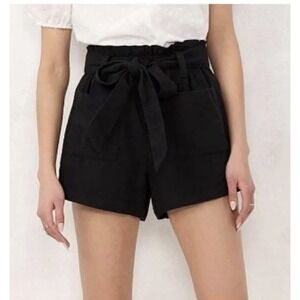 LC Lauren Conrad Shorts Size L Smocked Pull On Black Belted Hi Rise Stretch NWT